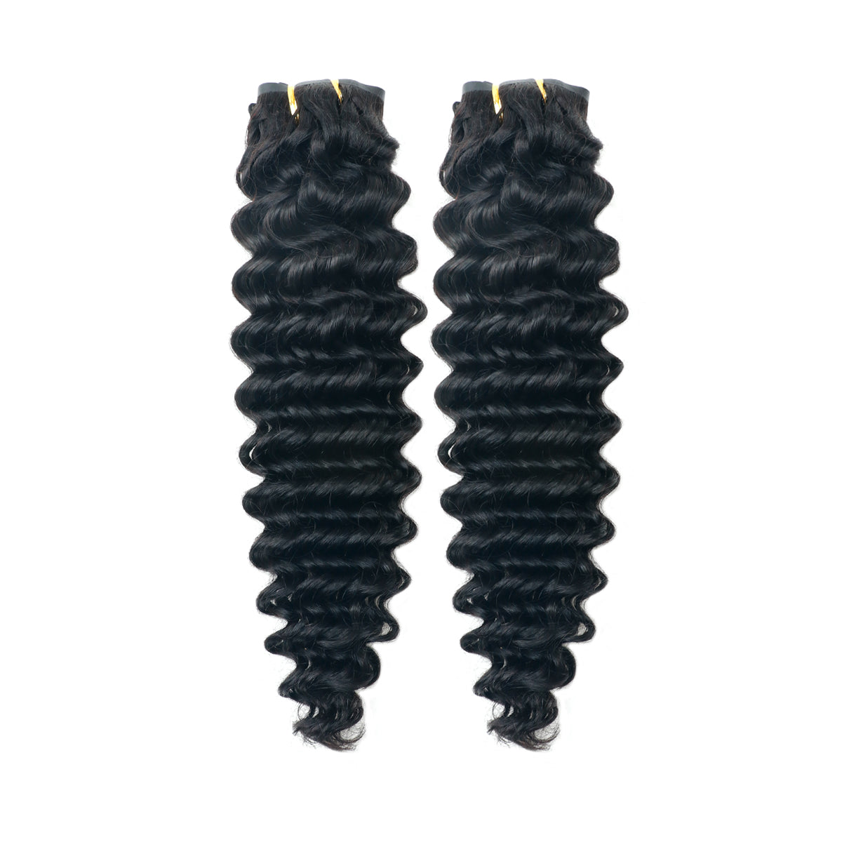 Deep Wave Clip-in Hair Extensions – Real Human Hair, 2 Pack, 20inch,240g, Natural Black