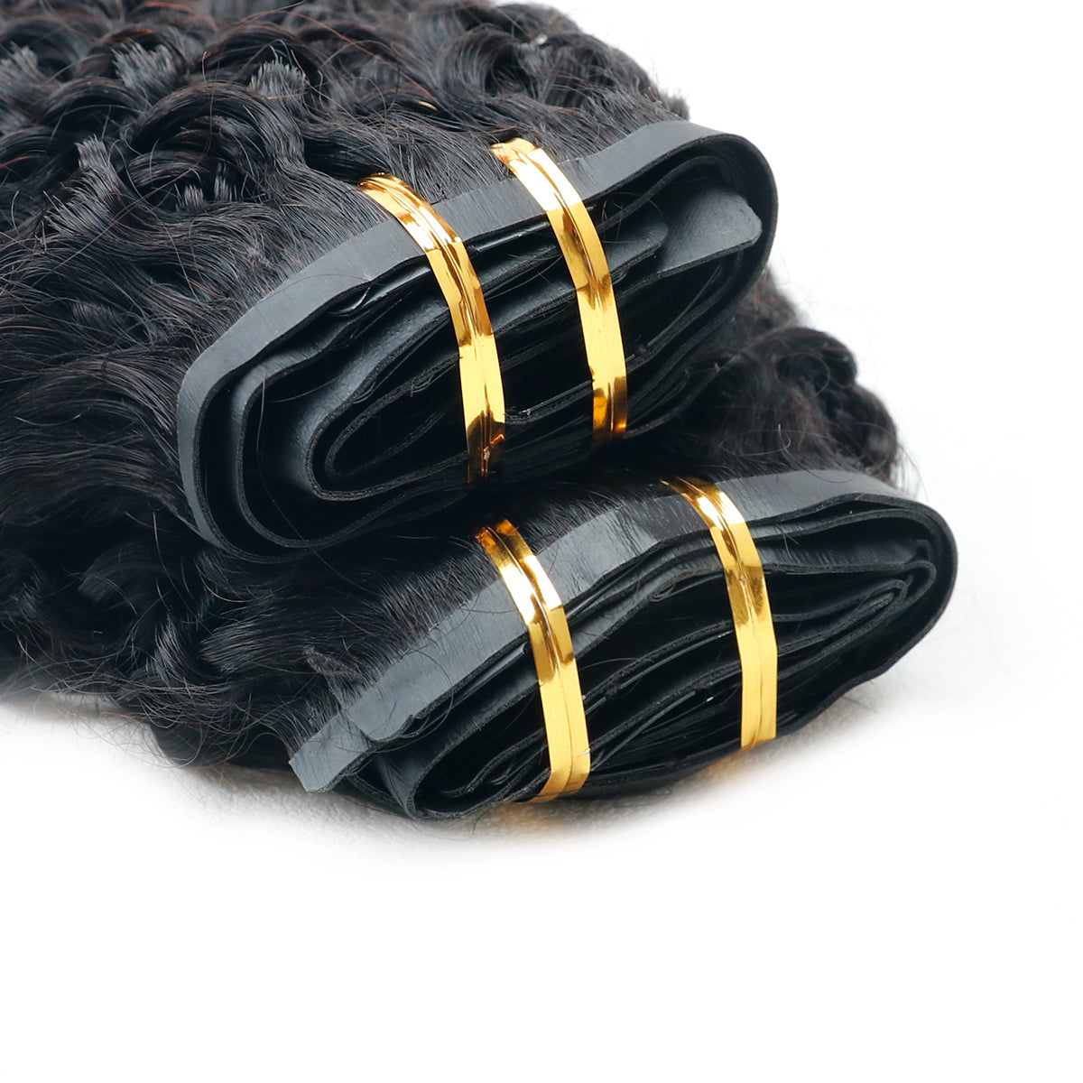 Curly Clip-in Hair Extensions - Real Human Hair, 2 Pack, 240g, 20inch, Natural Black