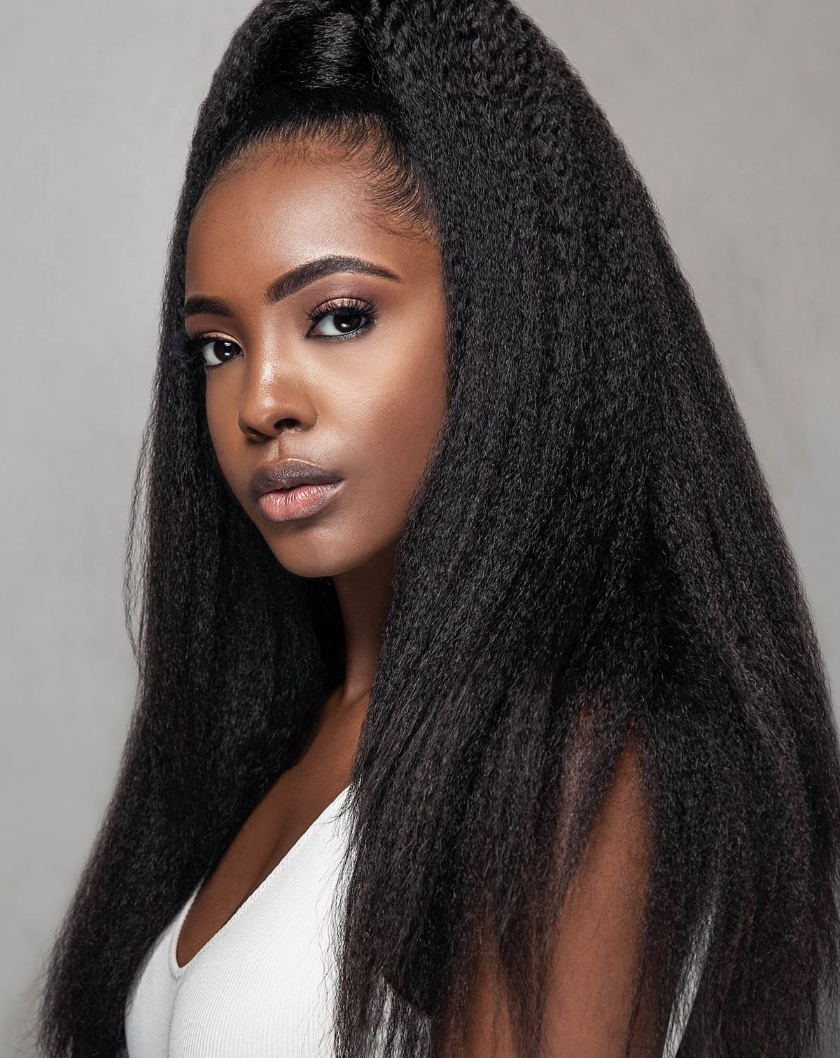 Kinky Straight Clip-in Hair Extensions – 100% Real Human Hair, 240g (2 Pack), 20” Natural Black