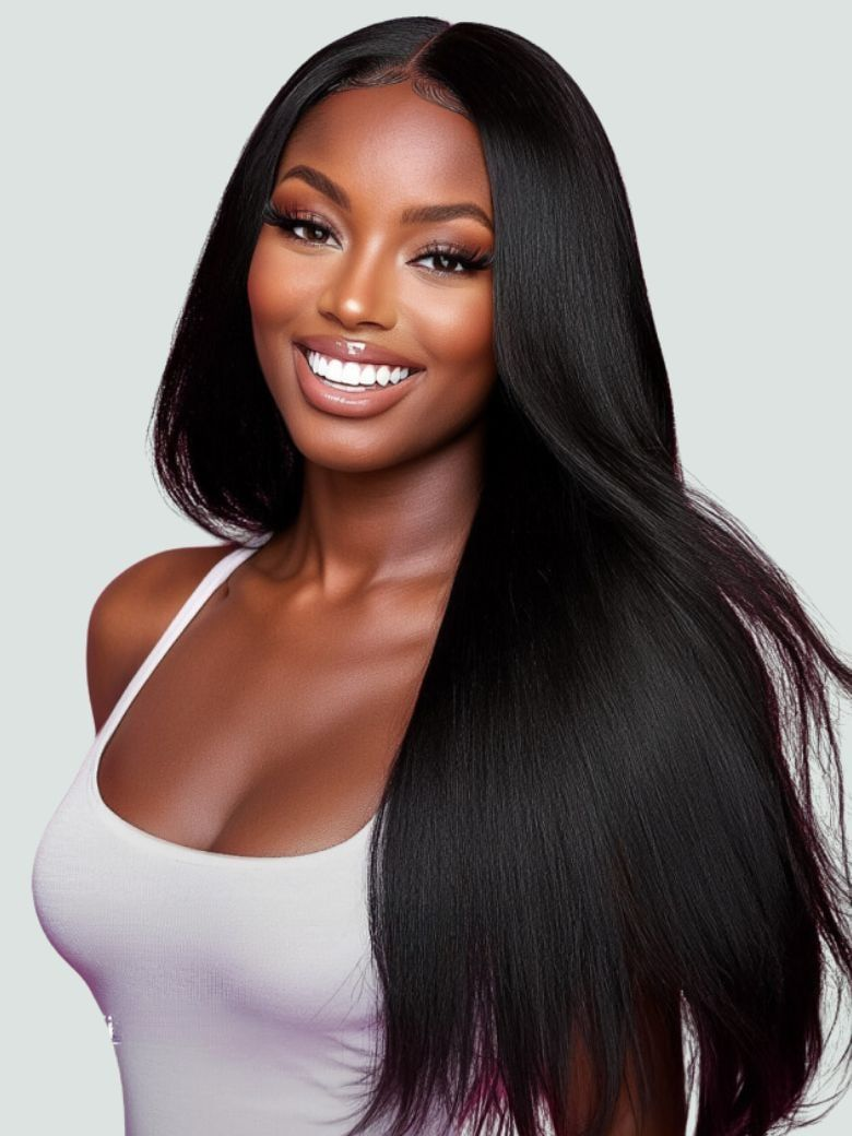 Yaki Straight Clip-in Hair Extensions – 100% Remy Human Hair, 240g (2 Pack), 20” Natural Black