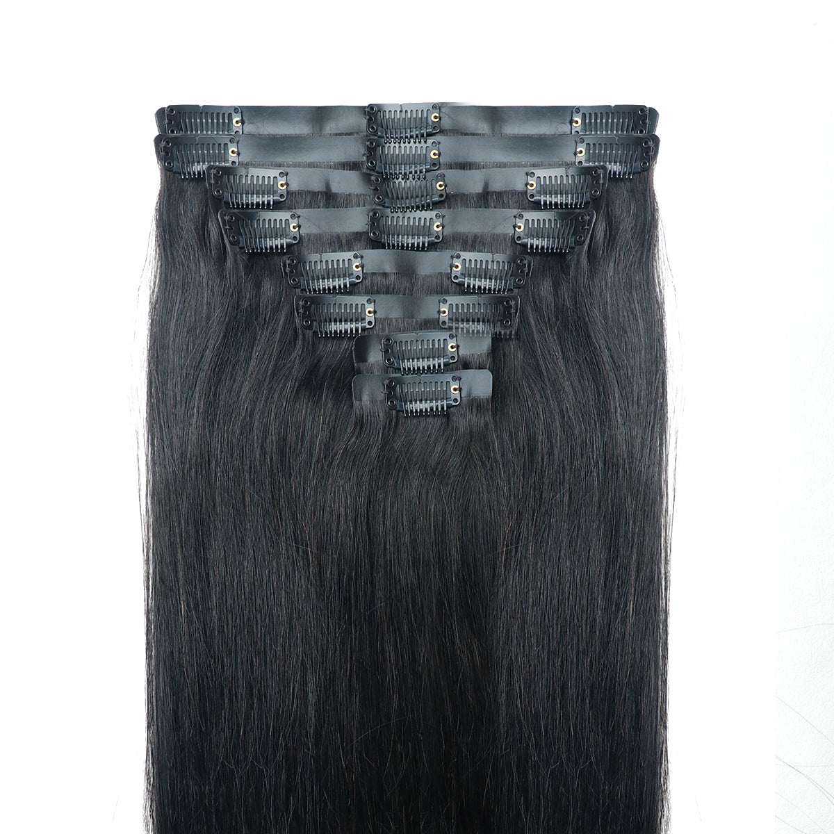 Straight Clip-in Hair Extensions – 100% Real Human Hair, 240g (2 Pack), 20” Natural Black