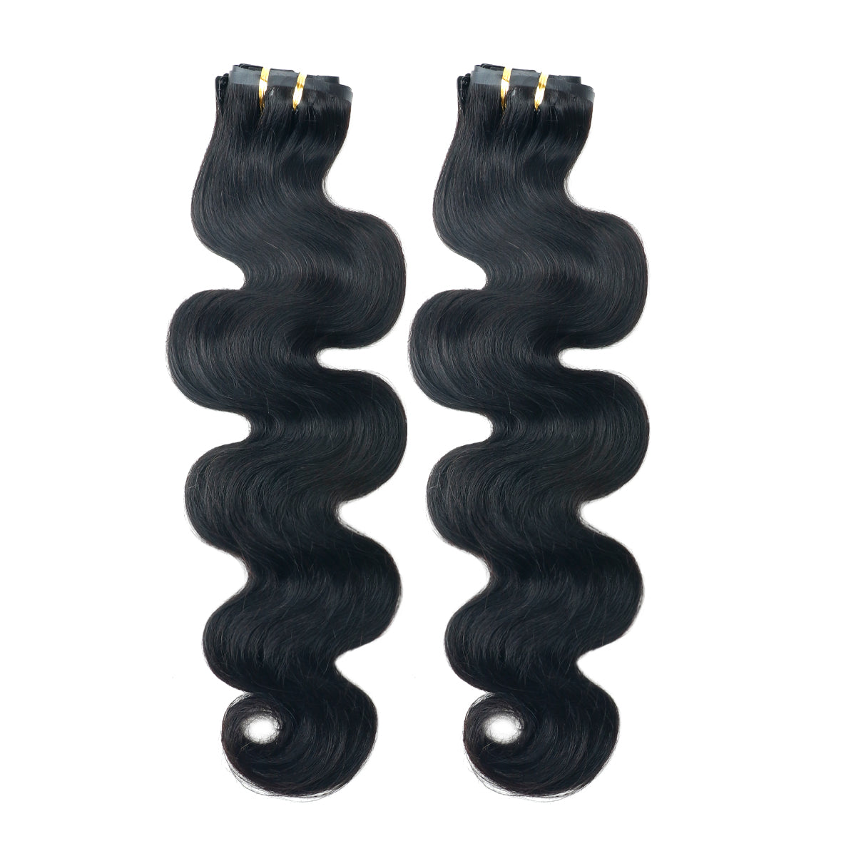 Body Wave Clip-in Hair Extensions - Real Human Hair, 240g (2 Pack), 20inch, Natural Black