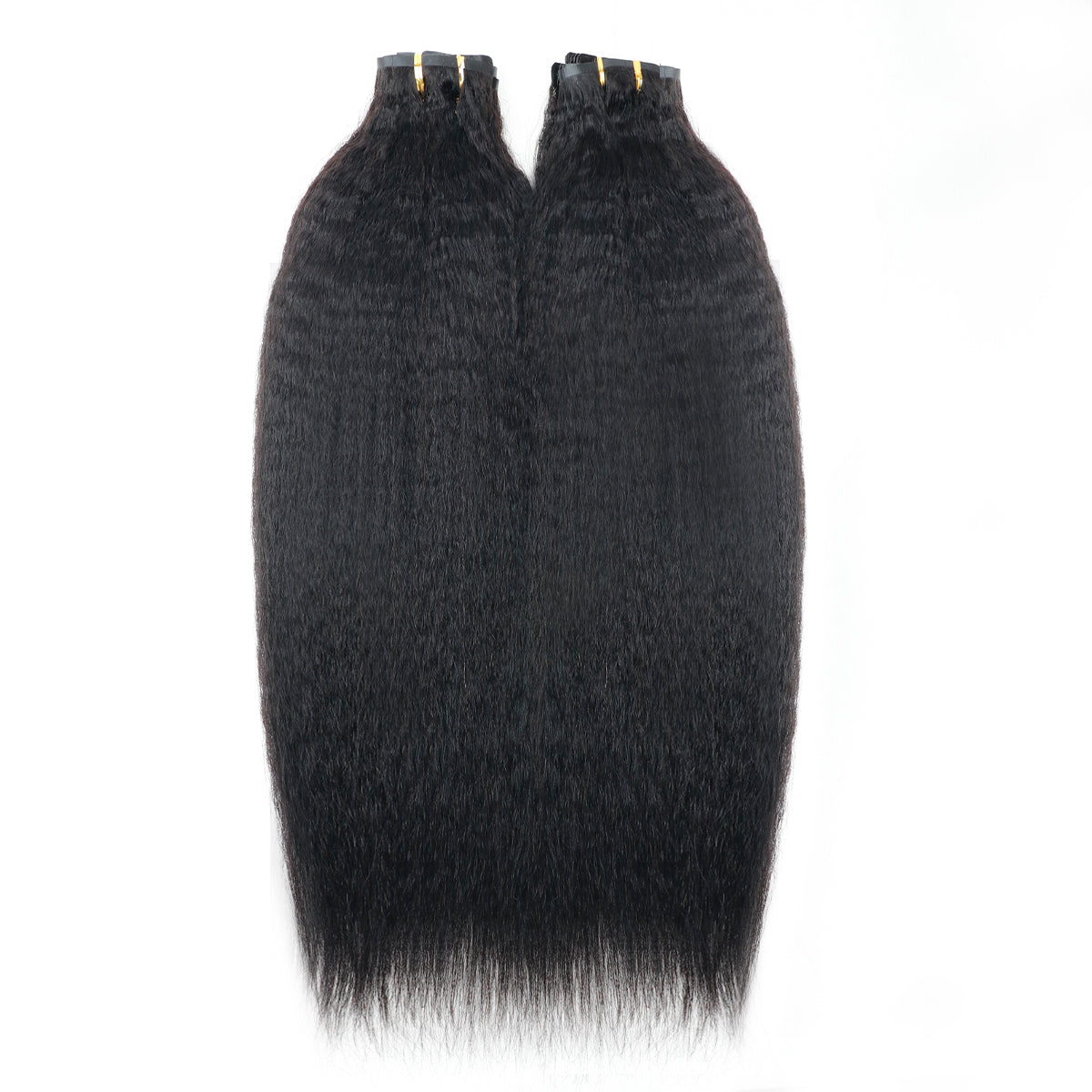 Kinky Straight Clip-in Hair Extensions – 100% Real Human Hair, 240g (2 Pack), 20” Natural Black